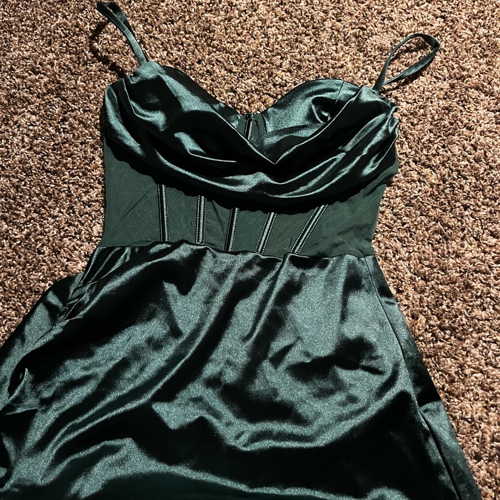 Green Satin Prom Dress